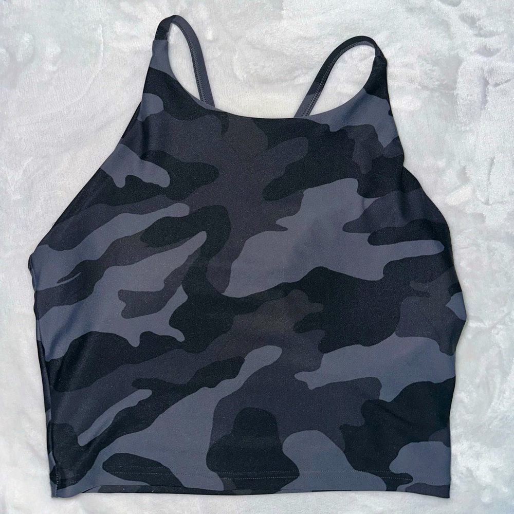Old Navy Powersoft Camouflage Sports Bra - Black and Gray